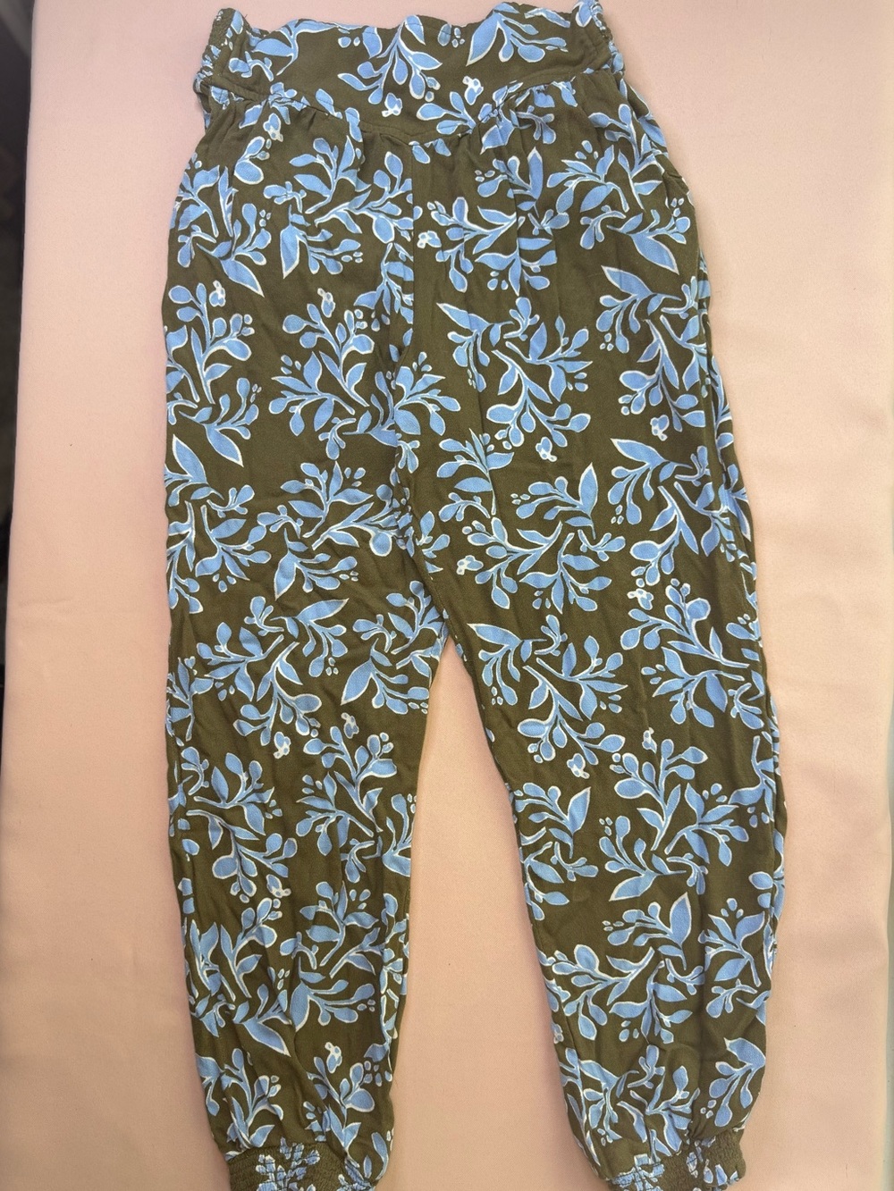 Aerie - Homebody Joggers Olive Green & Light Blue Floral Print - Size XS